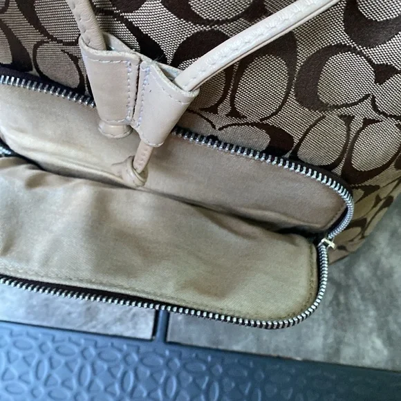 Coach Vintage Khaki Monogram Logo And Leather Backpack - Picture 6 of 8